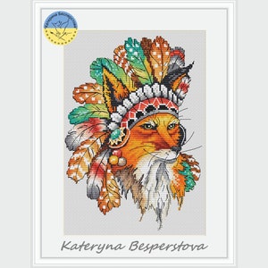 Power Animal Fox cross stitch pattern PDF Instant Download - Tutelary spirits embroidery chart - Fox counted pdf pattern