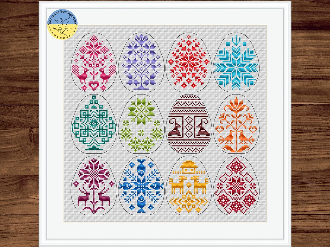 SAMPLER Happy Easter PDF Cross Stitch Pattern - Easter Eggs Counted ...