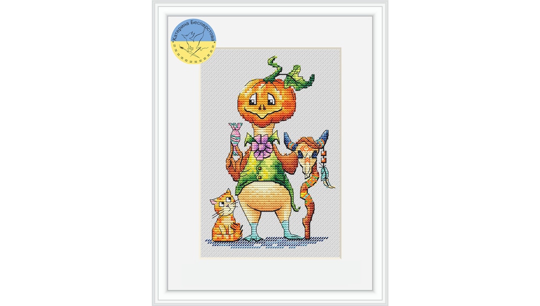 Jack O Lantern PDF Cross Stitch Pattern - Cute Funny Pumpkin Counted ...