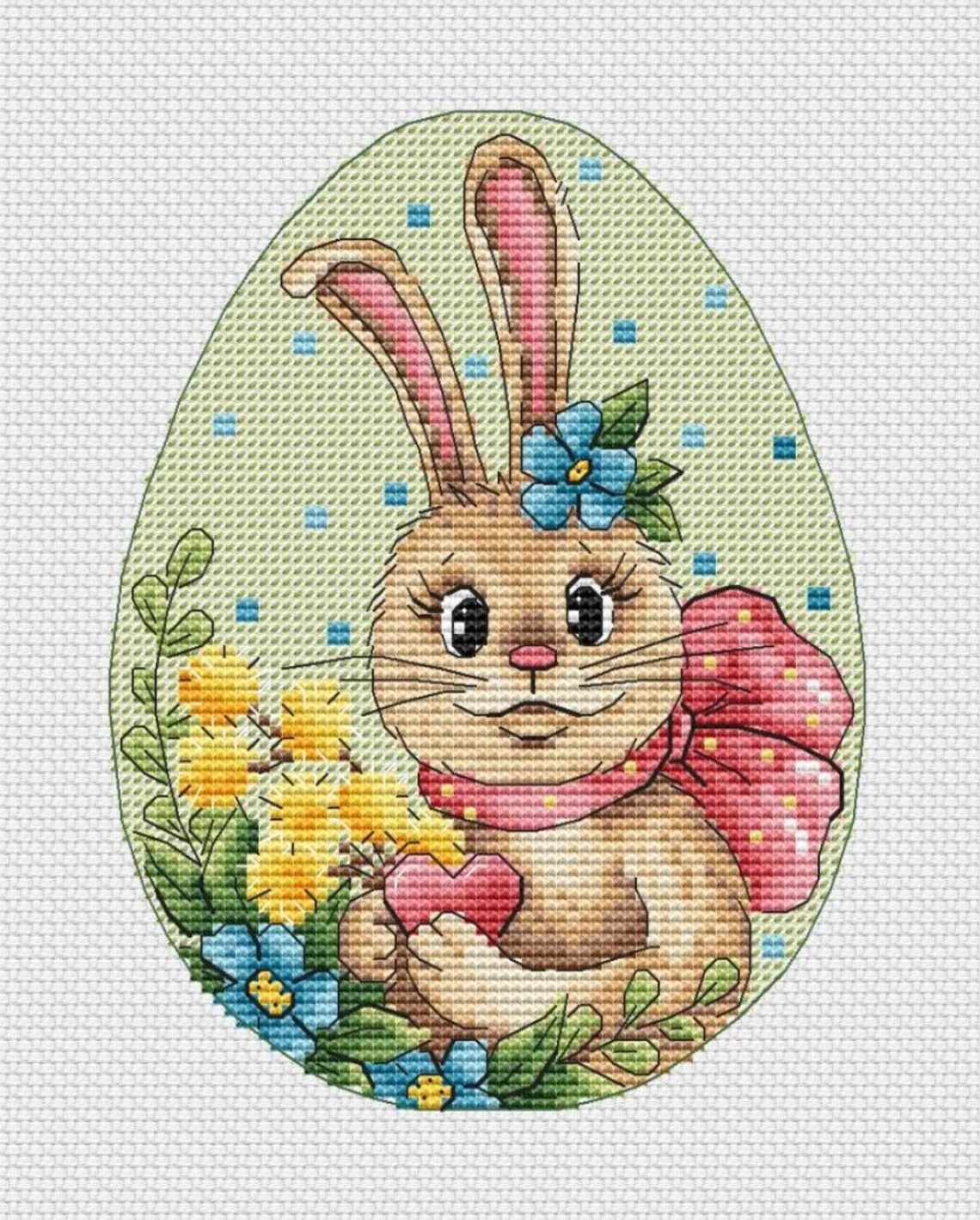 Happy Easter PDF Cross Stitch Pattern - Easter Bunny Counted Cross ...