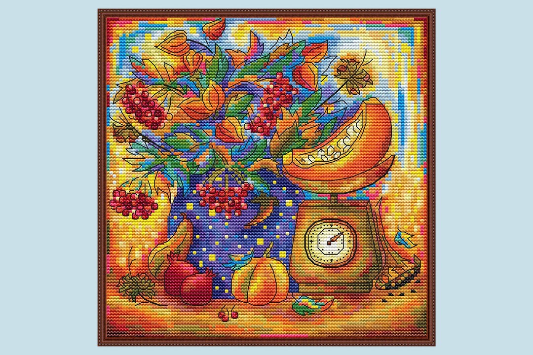 Autumn Bouquet PDF Cross Stitch Pattern - Autumn Flowers Counted Cross ...
