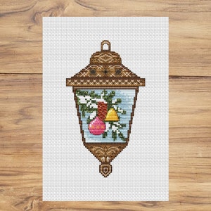 Christmas Lantern - PDF cross stitch pattern - Winter lights counted pdf chart - New Year decoration - Christmas Lantern embroidery