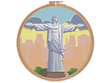 Christ the Redeemer - Rio De Janeiro -Brazil - Landscape - PDF pattern - cross stitch