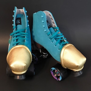 FAST CAP Rollschuh-Zehenschutz. Rollschuh-Zehenkappe aus goldfarbenem Noppenleder