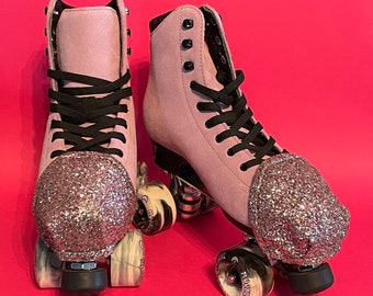 Fast Caps Roller Skate toe guards ~ Chunky Pink Glitter