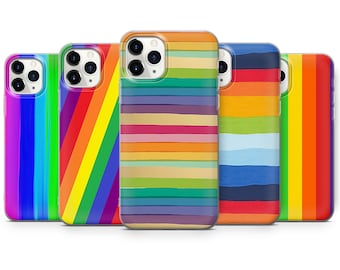 Colorful Rainbow Stripe Phone Case Gift iPhone 15 Pro Max 14 13 mini 12 11 XR XS SE 2020 2022 X 7 8 6 + Plus Cover