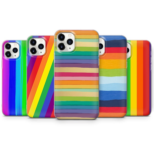 Colorful Rainbow Stripe Phone Case Gift iPhone 15 Pro Max 14 13 mini 12 11 XR XS SE 2020 2022 X 7 8 6 + Plus Cover