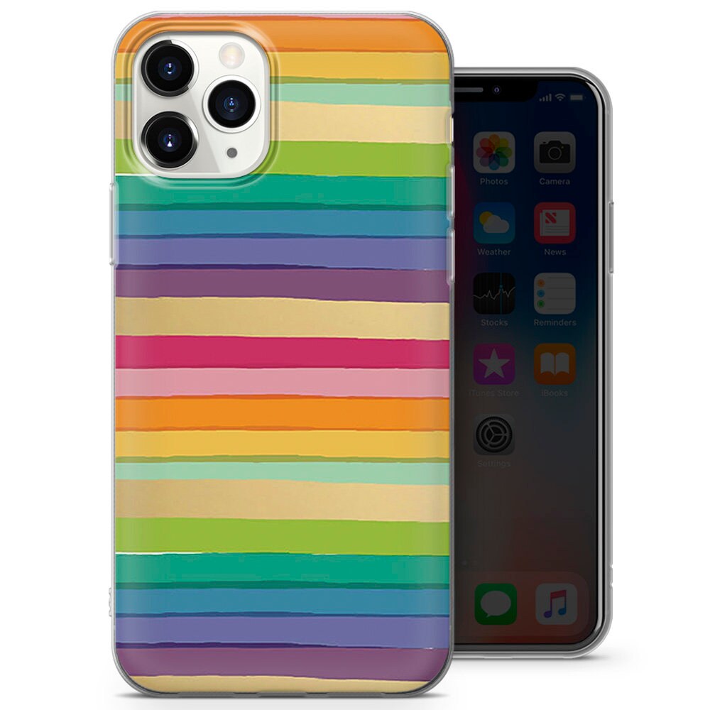 Colorful Rainbow Stripe Phone Case Gift iPhone 16 Pro Max 15