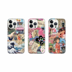 Funda para teléfono con collage de tablero de estado de ánimo japonés, estilo kawaii, para iPhone 16 Pro, 15, 14, 13, 12, 11, Google Pixel 9 Pro, 8, 7A, Samsung S25, S24