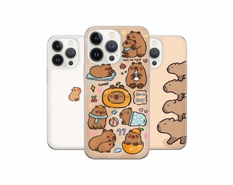 Capybara Phone Case Kawaii Cover for iPhone 16 Pro Max 15 14 13 12, Samsung S23 S22 A74 A54 A14, Pixel 8 Pro 7A