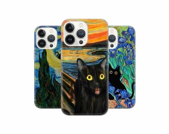 Postimpressionism Phone Case Funny Cat Meme Cover for iPhone 15Pro, 14, 13, 12, 11, Google Pixel 8, 7A, 6A, Samsung Galaxy S24Ultra, S23fe,