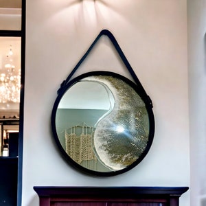 Miroir mural de 40 cm de diamètre à décor de vagues en résine Yunyang.