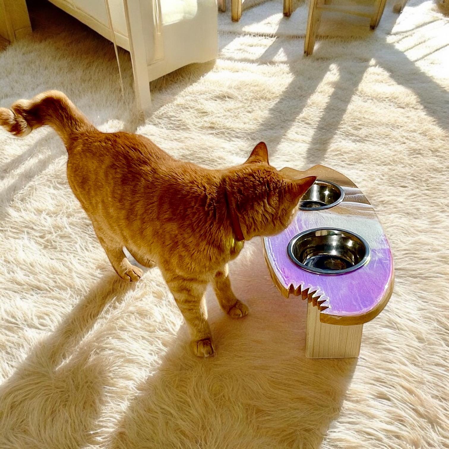 Pet food stand   Ocean art Personalized Pet Bowl Stand: Surfboard Ocean Wave Resin Decor - Etsy