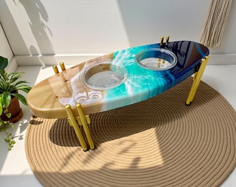 Surfboard Dog Feeder - Etsy Pet food stand Ocean art