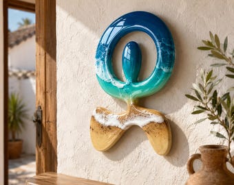 Indalo Wall Art | Handmade Resin Ocean Decor | Lucky Andalusian Symbol | Coastal Wall Hanging | Mediterranean Gift | 19cm