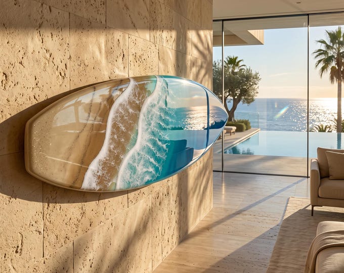 Luxury Resin Surfboard Wall Art | Coastal Beach House Decor | Handmade Ocean Wall Art | Premium Coastal Statement Piece