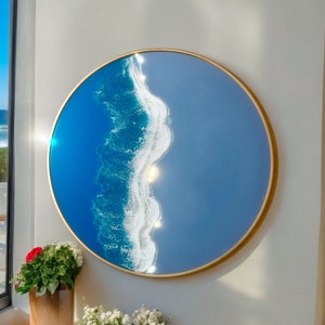 Resin Ocean Mirror Wall Art, Resin Ocean Hanging Mirror