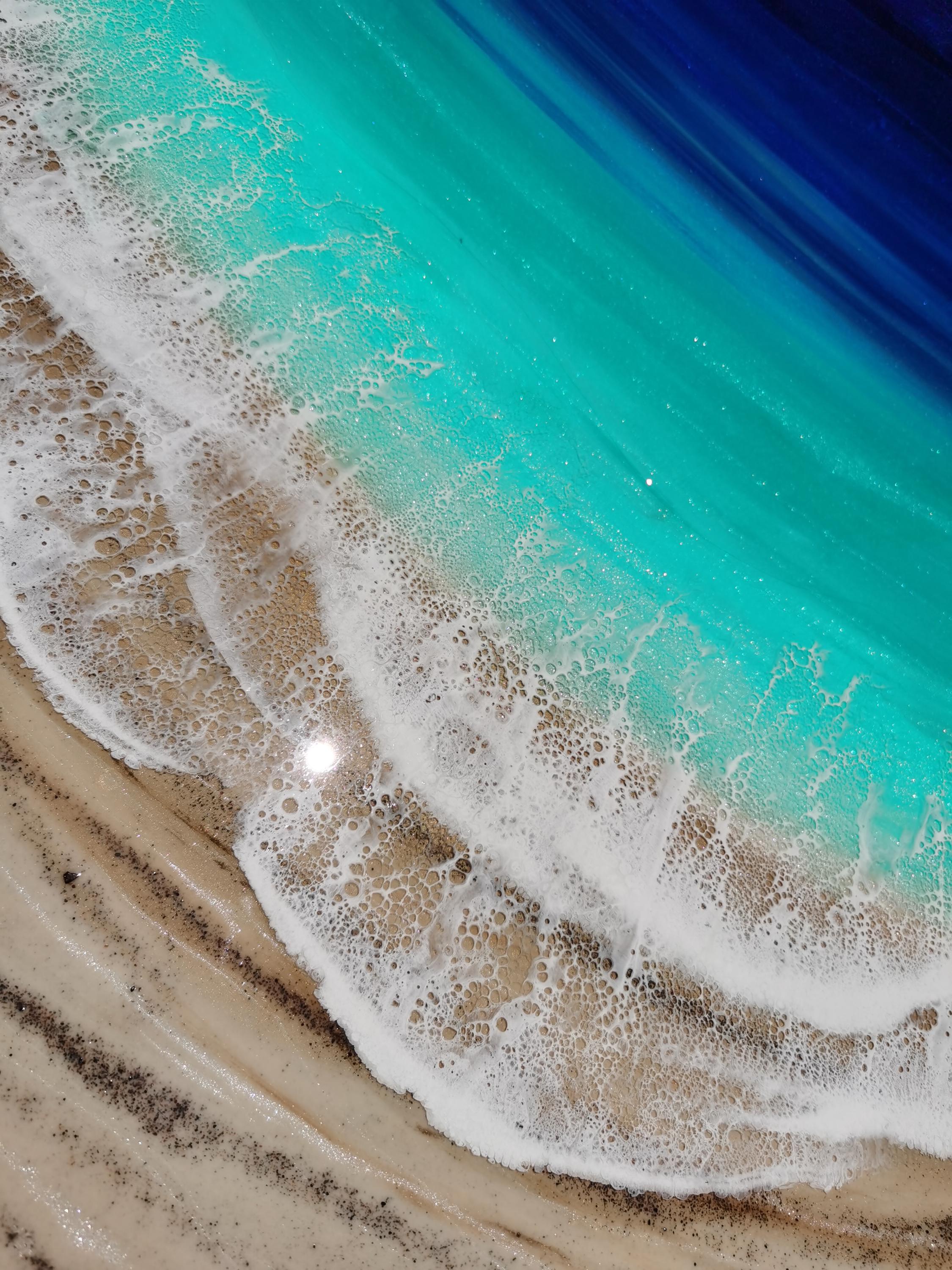 Large Resin Ocean Wall Art – 100cm Round Epoxy Wave Painting – XL