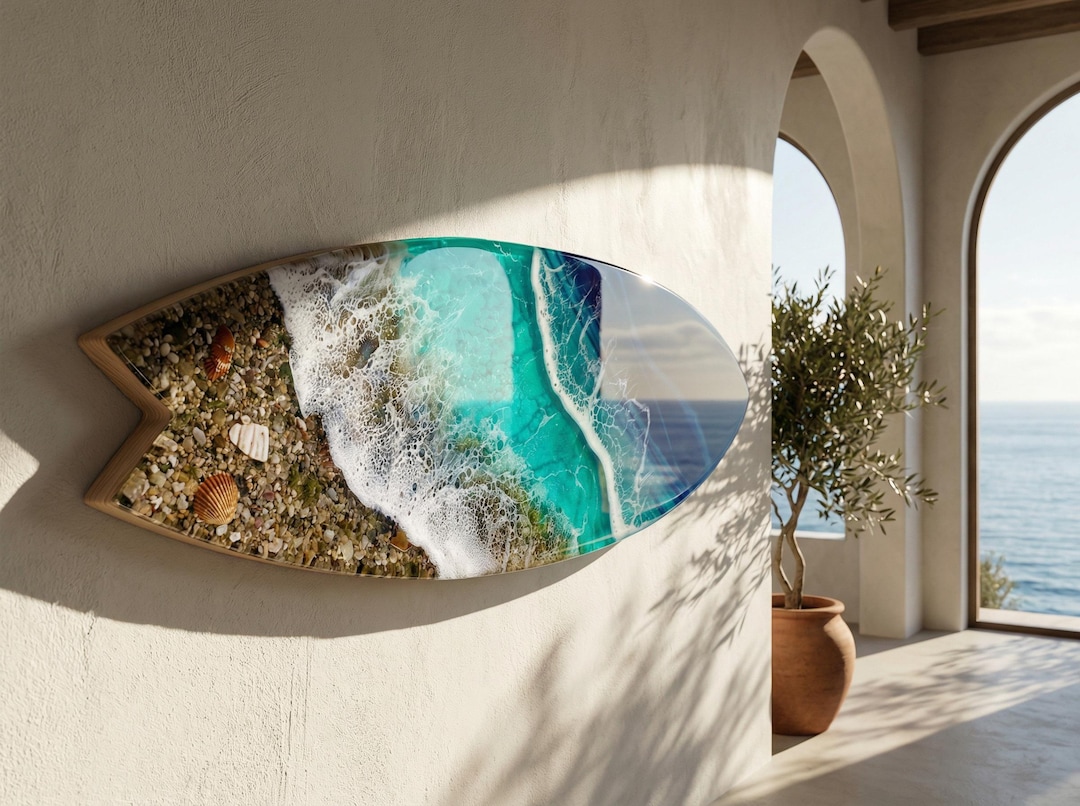 3D Resin Ocean Sculpture – 50cm & 80cm Wall Art | Handmade Surfboard ...