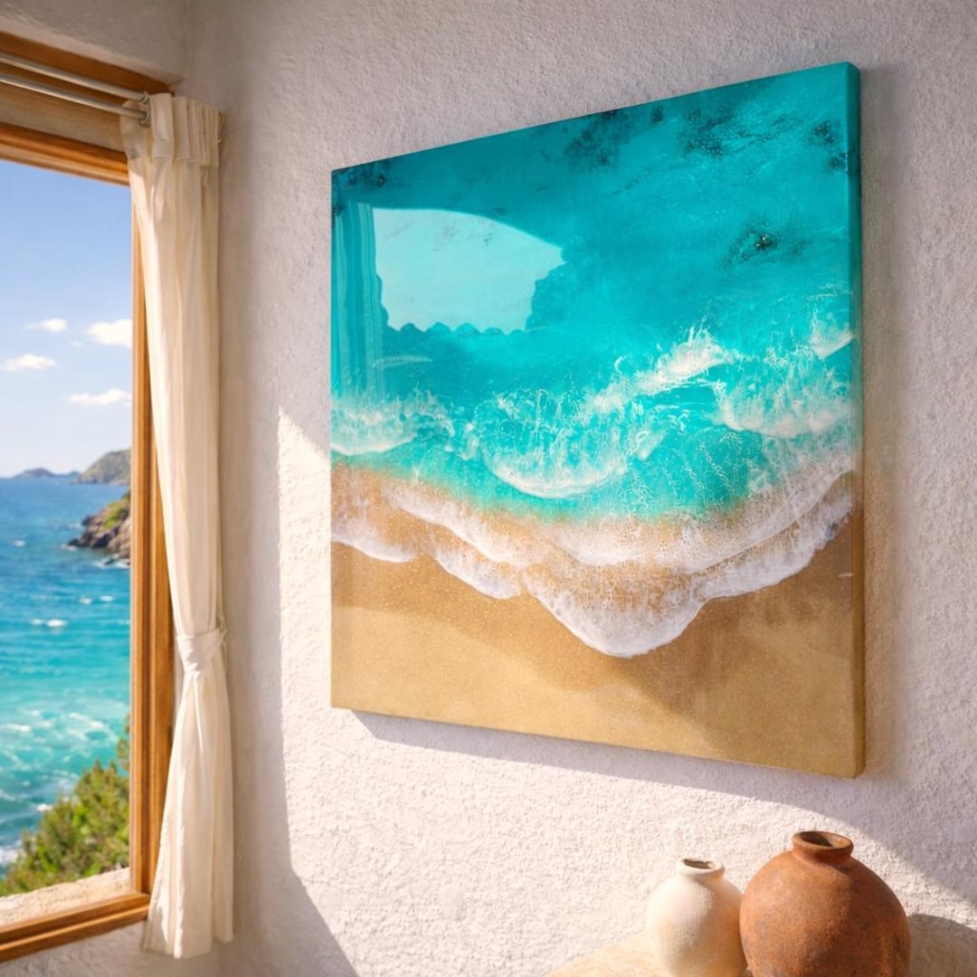 3D Resin Ocean Painting – Beach Wave Art, Coastal Wall Decor - Etsy