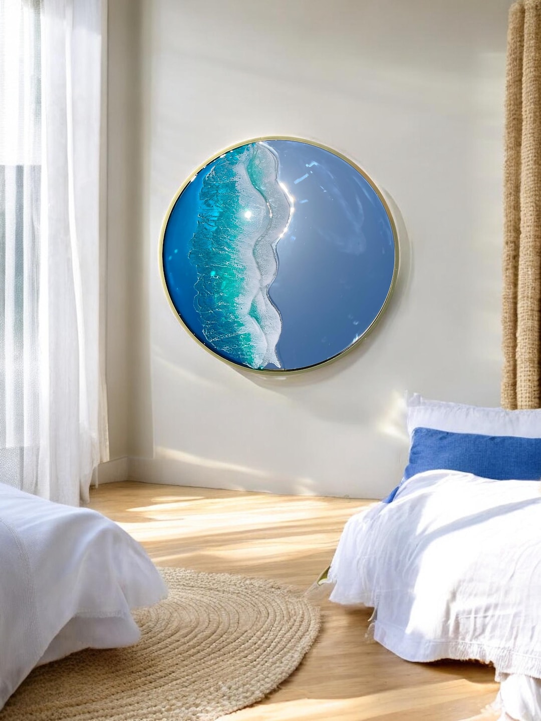 Ocean wall mirror オーシャンアート Ocean Resin mirror, Coastal Wall Mirror — Nohi Designs