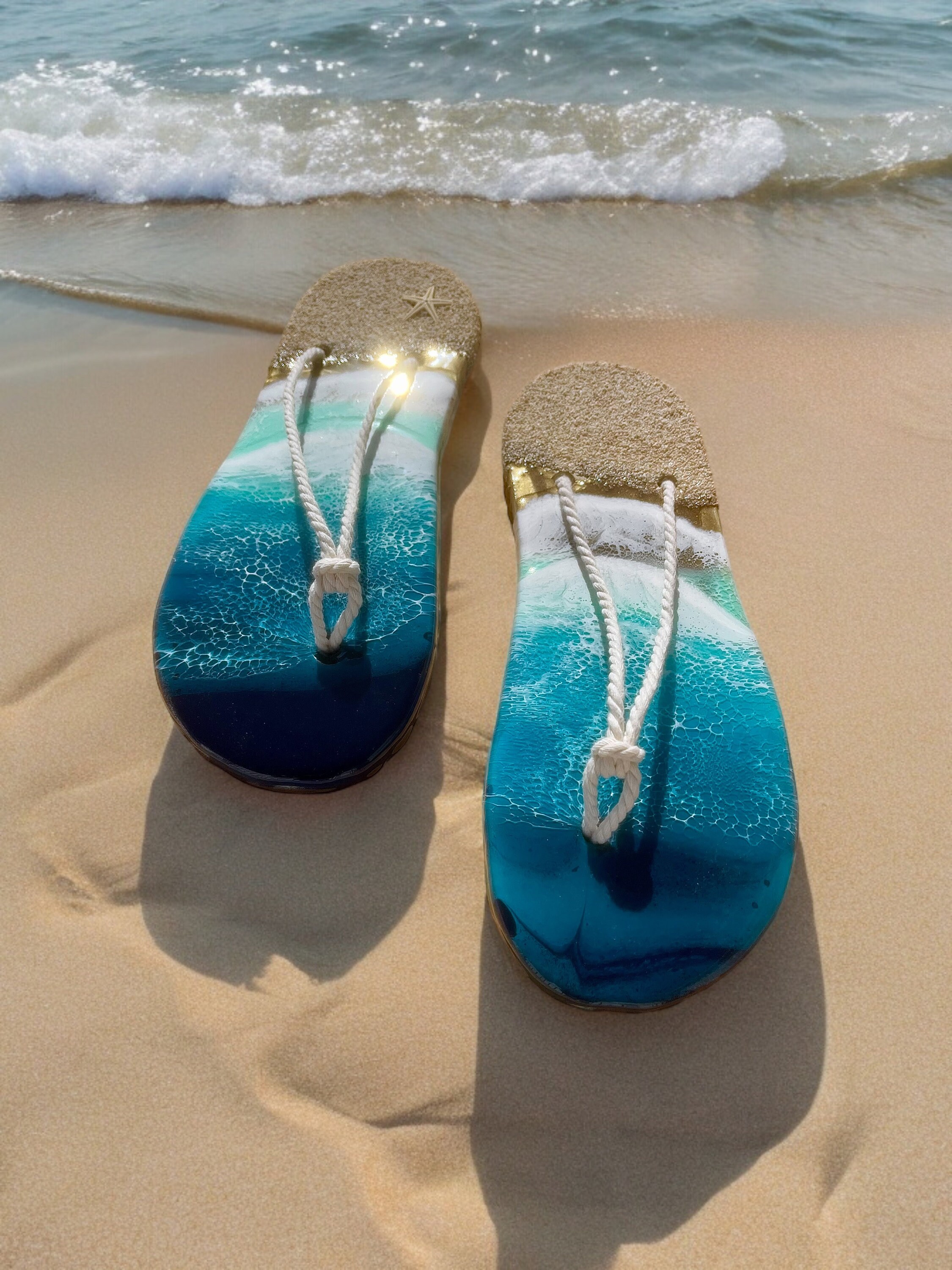 Decorazione Infradito Legno Per Parete - Tema Nautico Spiaggia 53x22cm - Foto 12