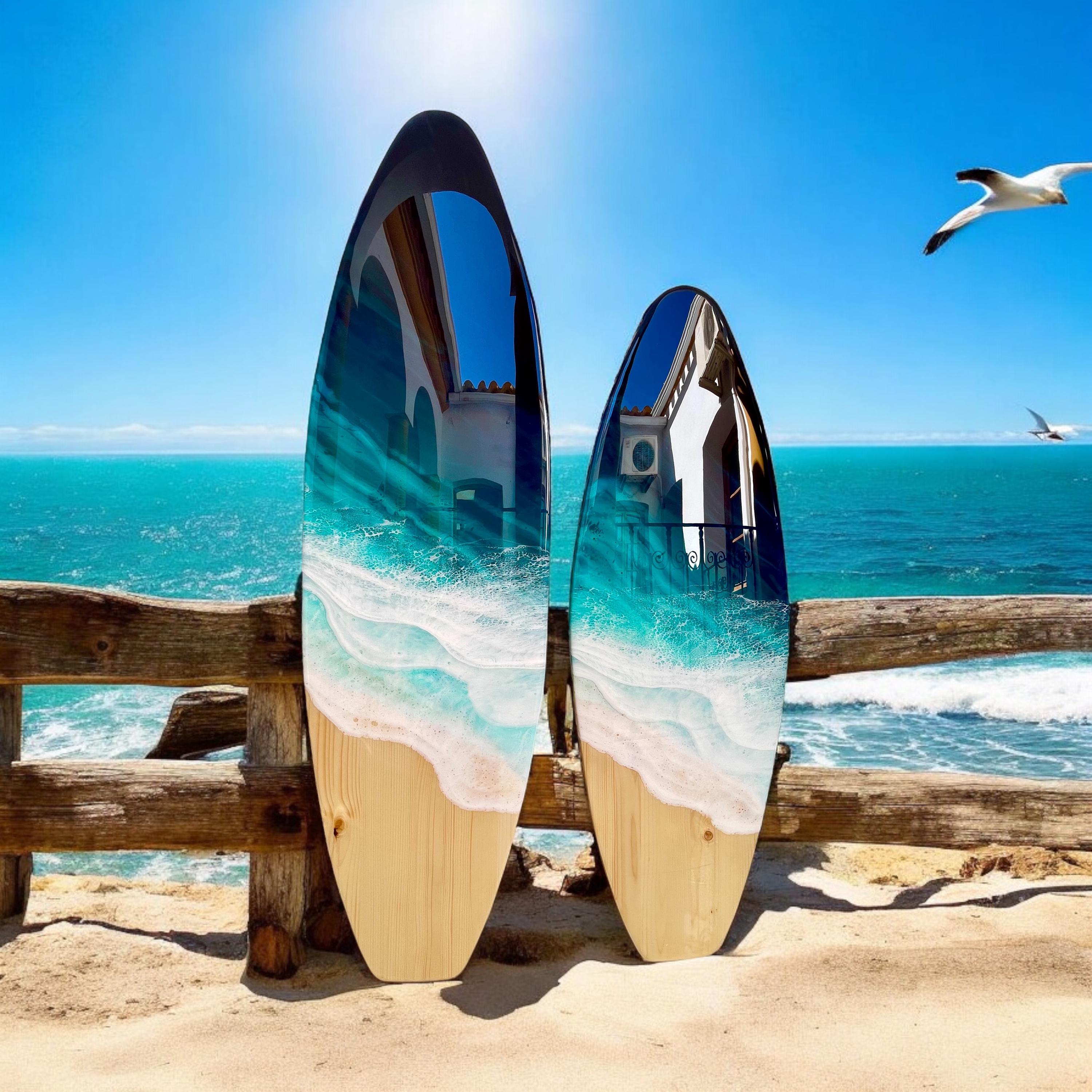 Handmade Resin Surfboard Wall Art: Coastal Ocean Wave Decor - Etsy