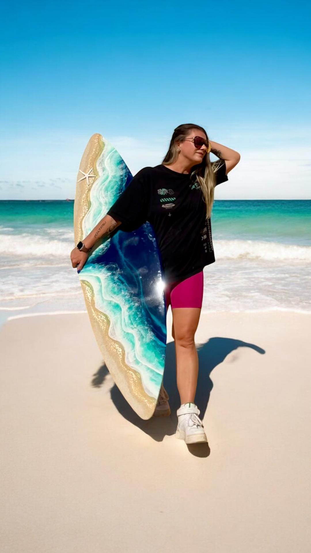 Surfboard ocean theme decoration 120 cm or 150 cm, ocean resin art, epoxy resin beach, 3D wall art, ocean waves, ocean art, resin ocean