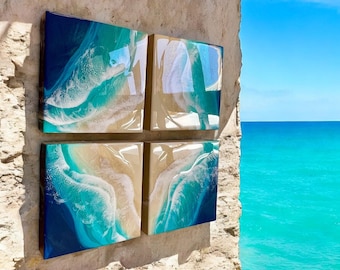 Cute 20cm x 20cm ocean scene resin pours