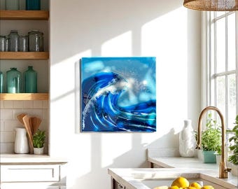 Resin Ocean Wave Art – 3D Beach Wall Decor, Coastal Art
