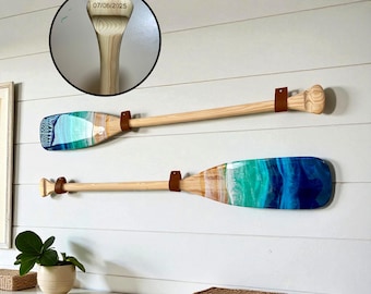 Personalised 90 cm Resin Ocean Paddle Wall Art | Custom Engraved Wooden Oar | Large Coastal Wall Decor | Handmade Beach House Gift