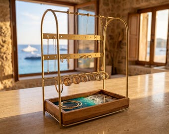 Ocean Resin Jewellery Stand | Coastal Jewellery Organiser | Handmade Beach Decor | Earring Holder | Necklace Display | Ocean Lover Gift