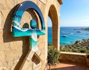 Indalo Man Wall Art 50cm | Handmade Resin Ocean Sculpture | Spanish Good Luck Symbol | Coastal Home Decor | Protection Charm | Almería Art