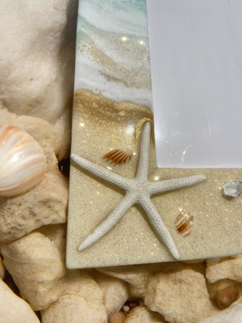 Handmade Ocean Resin Picture Frame – Coastal Photo Frame With Starfish ...