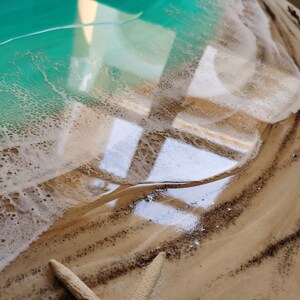 Grande oeuvre d'art murale océan en résine - Peinture époxy ronde vagues de 100 cm - oeuvre d'art 3D en résine de plage XL - Décoration d'intérieur côtière - Grande décoration murale océan image 8