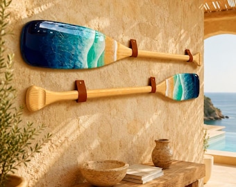 Epoxy Resin Paddle Wall Art: Ocean Wave Nautical Decor (90 cm)