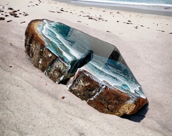 置物 Ocean Waves Resin Ocean Wave Corner Shelf: Handmade Oak Coastal Decor - Etsy