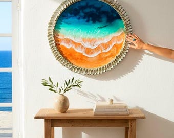 Ready to Ship Original Ocean Artwork, Kaihalulu Beach Resin Painting: Ocean Wave Wall Art (100cm)