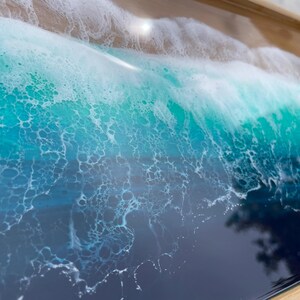 Bamboo Bed Tray with Resin Ocean Waves | Handmade Coastal Serving Tray | Foldable Breakfast Tray | Resin Art Home Decor 53 cm 画像 2