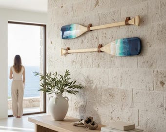 Resin Wave Wood Paddle: Nautical Wall Decor (90CM)