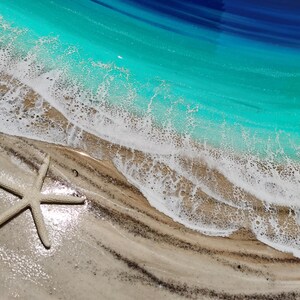 Grande oeuvre d'art murale océan en résine - Peinture époxy ronde vagues de 100 cm - oeuvre d'art 3D en résine de plage XL - Décoration d'intérieur côtière - Grande décoration murale océan image 5