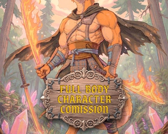 カスタムDnDフルボディキャラクターコミッション、ファンタジースケッチアート、フルカラーOCデザインd&d RPG
