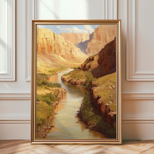 Grand Canyon National Park River Oil Painting Print Arizona Landscape Wall Art Canyon Travel Poster landscape-wall-print DIGITAL PRINT