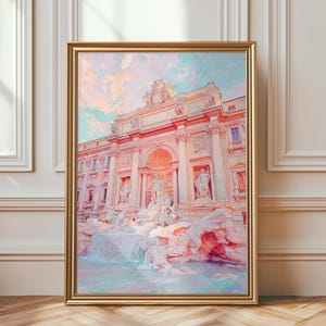 Fontana di Trevi Oil Painting Wall Art Print Rome Italy Travel Poster Italian Fountain Print Roma Italia DIGITAL PRINT