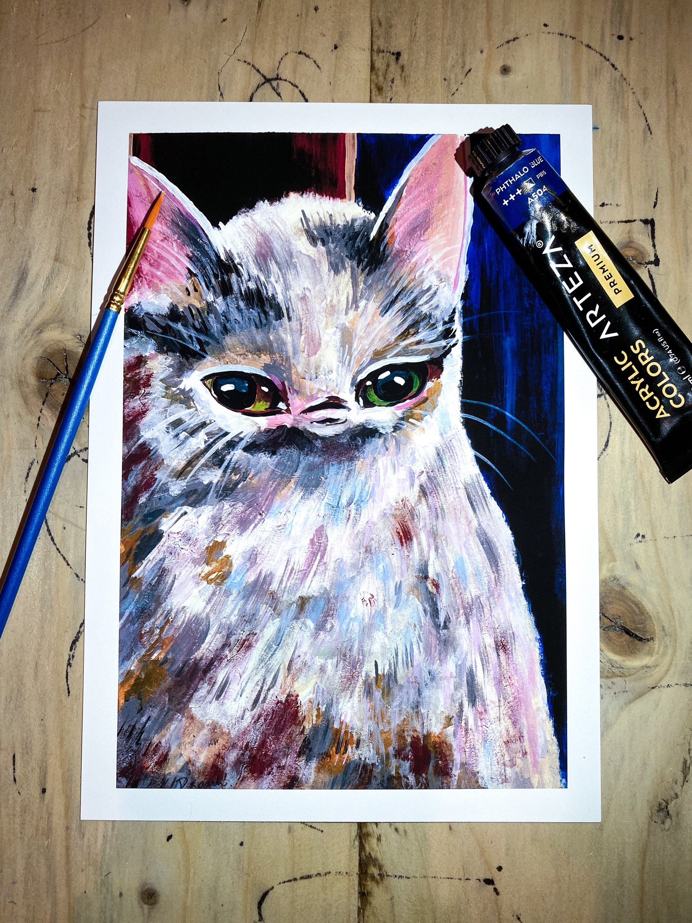 Cursed cat meme art print Etsy