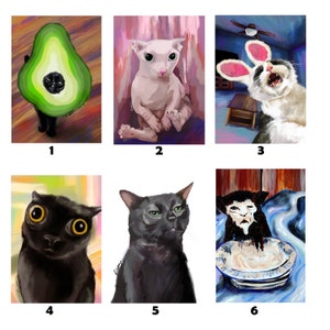 Choose your own Meme cat / cursed cat/ cat art print collection