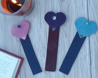 leather heart bookmark / leather bookmark real leather bookmark / reading bookmark /