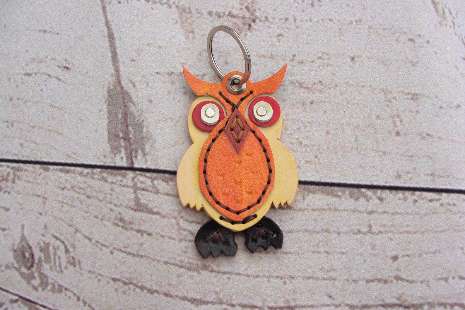 Leather owl key chain / owl keyring / owl keychain / owl bag Etsy