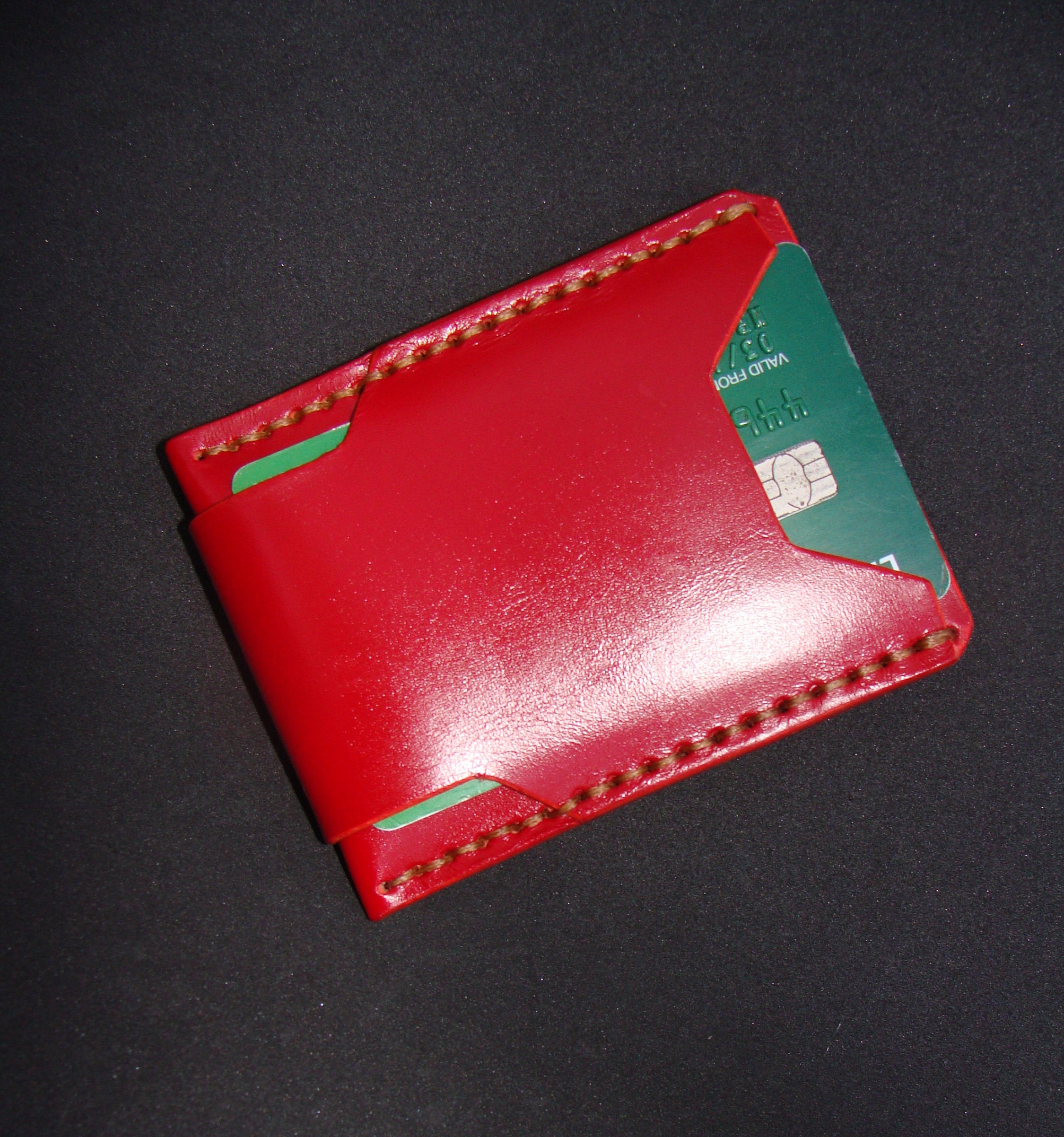Leather card holder / red card holder / slim card/ small Etsy