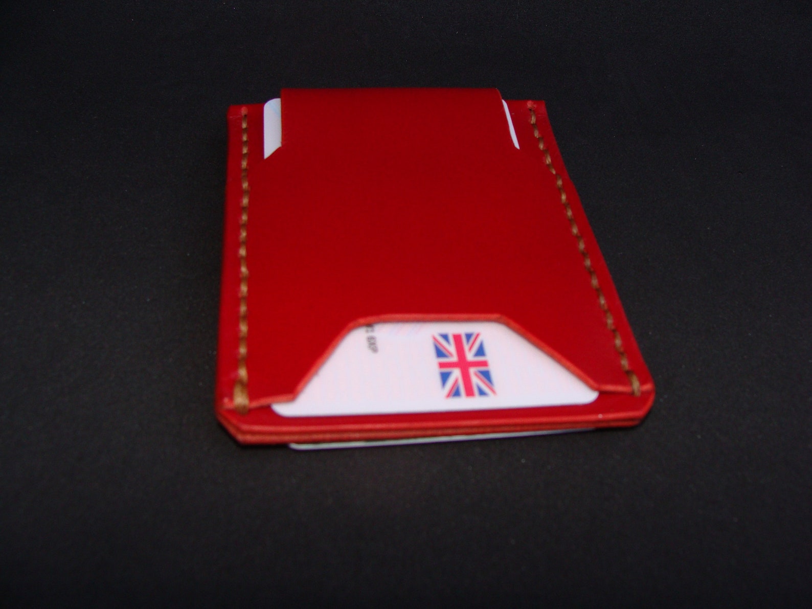 Leather card holder / red card holder / slim card/ small Etsy